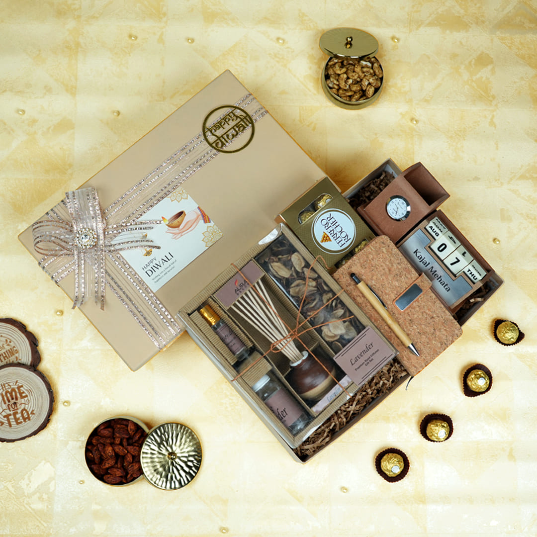 Premium Corporate Diwali Gifts Reed Diffuser and Desk Set